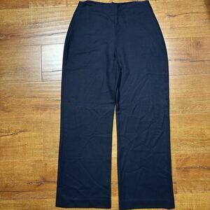Peter Cohen Wide Leg Pants Womens L Navy Blue Wool Blend Quiet Luxury City Chic